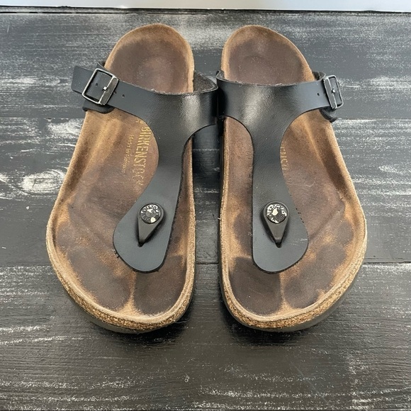 Birkenstock Gizeh Birko-Flor Black Shoes Size 37 - Picture 1 of 8
